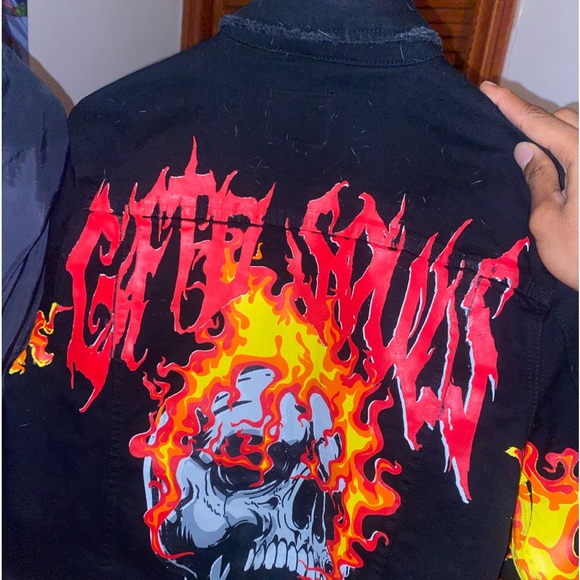 Customized GTFD LOS ANGELES thrifted jean jacket. Men S - Picture 2 of 2